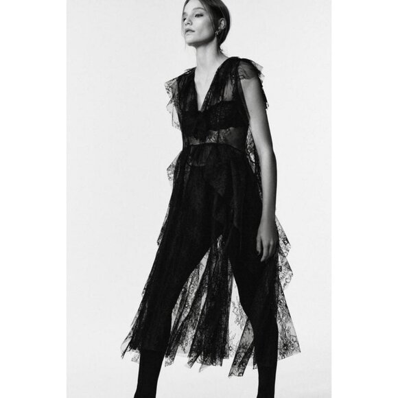 ZARA LIMITED EDITION LACE MIDI DRESS - Picture 4 of 7